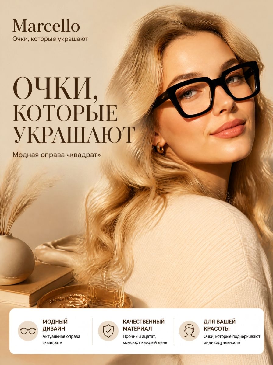 Готовые очки Marcello GA0235 C2 — квадратные, женские — изображение 2