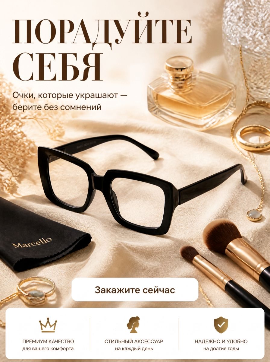 Готовые очки Marcello GA0235 C2 — квадратные, женские — изображение 8